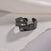 Wholesale Jewelry Geometric Water Ripple Titanium Steel Women's Opening Adjustable Ring Electroplated
