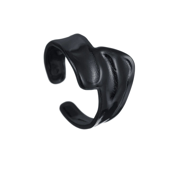 Wholesale Jewelry Geometric Water Ripple Titanium Steel Women's Opening Adjustable Ring Electroplated