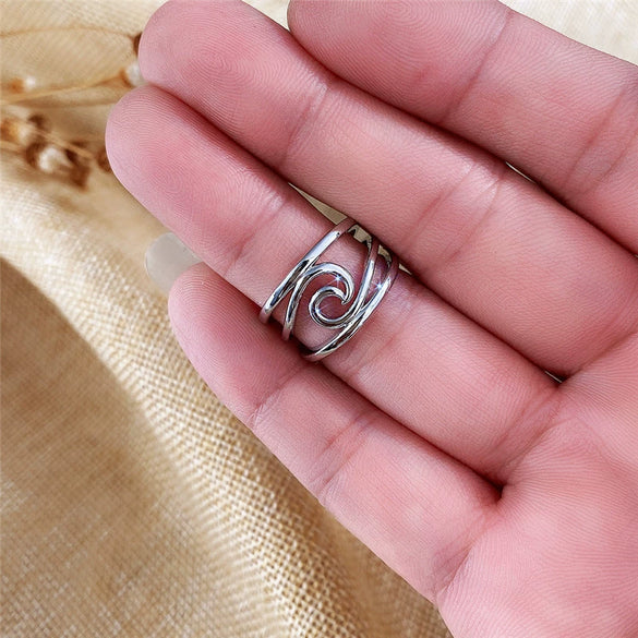 Wholesale Jewelry Geometric Wave Copper Electroplated Women's Ring