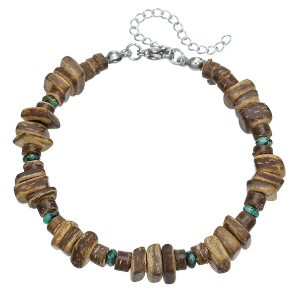 Wholesale Jewelry Geometric Wooden Beads Turquoise Coconut Shell Handmade Unisex Bracelet