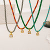 Wholesale Jewelry Geometric Zircon Copper Electroplated Braided Rope Necklace For Women