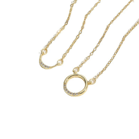 Wholesale Jewelry Geometric Zircon Copper Electroplated Clavicle Necklace For Women Light Luxury Style