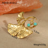 Wholesale Jewelry Ginkgo Leaf Exaggerated Style Stainless Steel Earrings And Ring Set With Electroplating