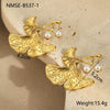 Wholesale Jewelry Ginkgo Leaf Exaggerated Style Stainless Steel Earrings And Ring Set With Electroplating