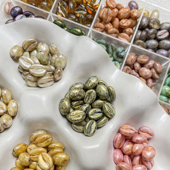 Wholesale Jewelry Glass Glazed Beads Lines Pattern Pearlescent Treatment Bracelet Necklace Mobile Phone Chain Accessories Material