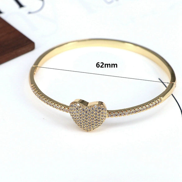 Wholesale Jewelry Gold Heartshaped Zirconium Adjustable Bracelet