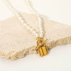 Wholesale Jewelry Gold Lock Stainless Steel Alloy Natural Freshwater Pearl Electroplated Necklace For Women