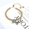 Wholesale Jewelry Gold Plated Beaded Balloon Initial Charm Adjustable Bracelet With Letters Numbers Text