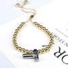 Wholesale Jewelry Gold Plated Beaded Balloon Initial Charm Adjustable Bracelet With Letters Numbers Text