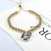 Wholesale Jewelry Gold Plated Beaded Balloon Initial Charm Adjustable Bracelet With Letters Numbers Text