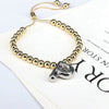 Wholesale Jewelry Gold Plated Beaded Balloon Initial Charm Adjustable Bracelet With Letters Numbers Text