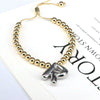 Wholesale Jewelry Gold Plated Beaded Balloon Initial Charm Adjustable Bracelet With Letters Numbers Text