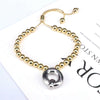 Wholesale Jewelry Gold Plated Beaded Balloon Initial Charm Adjustable Bracelet With Letters Numbers Text