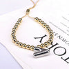Wholesale Jewelry Gold Plated Beaded Balloon Initial Charm Adjustable Bracelet With Letters Numbers Text