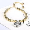 Wholesale Jewelry Gold Plated Beaded Balloon Initial Charm Adjustable Bracelet With Letters Numbers Text