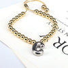 Wholesale Jewelry Gold Plated Beaded Balloon Initial Charm Adjustable Bracelet With Letters Numbers Text