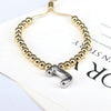 Wholesale Jewelry Gold Plated Beaded Balloon Initial Charm Adjustable Bracelet With Letters Numbers Text