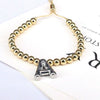 Wholesale Jewelry Gold Plated Beaded Balloon Initial Charm Adjustable Bracelet With Letters Numbers Text
