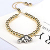 Wholesale Jewelry Gold Plated Beaded Balloon Initial Charm Adjustable Bracelet With Letters Numbers Text