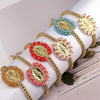 Wholesale Jewelry Gold Plated Copper Beads Wound Oval Geometric Style Beaded Bracelet