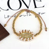 Wholesale Jewelry Gold Plated Copper Beads Wound Oval Geometric Style Beaded Bracelet