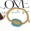 Wholesale Jewelry Gold Plated Copper Beads Wound Oval Geometric Style Beaded Bracelet