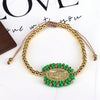 Wholesale Jewelry Gold Plated Copper Beads Wound Oval Geometric Style Beaded Bracelet
