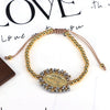 Wholesale Jewelry Gold Plated Copper Beads Wound Oval Geometric Style Beaded Bracelet
