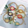 Wholesale Jewelry Gold Plated Copper Beads Wound Oval Geometric Style Beaded Bracelet