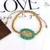 Wholesale Jewelry Gold Plated Copper Beads Wound Oval Geometric Style Beaded Bracelet