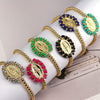 Wholesale Jewelry Gold Plated Copper Beads Wound Oval Geometric Style Beaded Bracelet
