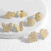 Wholesale Jewelry Gold Plated Copper Heartshaped Butterfly Pearl Earrings Electroplated Unisex Simple Style