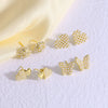 Wholesale Jewelry Gold Plated Copper Heartshaped Butterfly Pearl Earrings Electroplated Unisex Simple Style