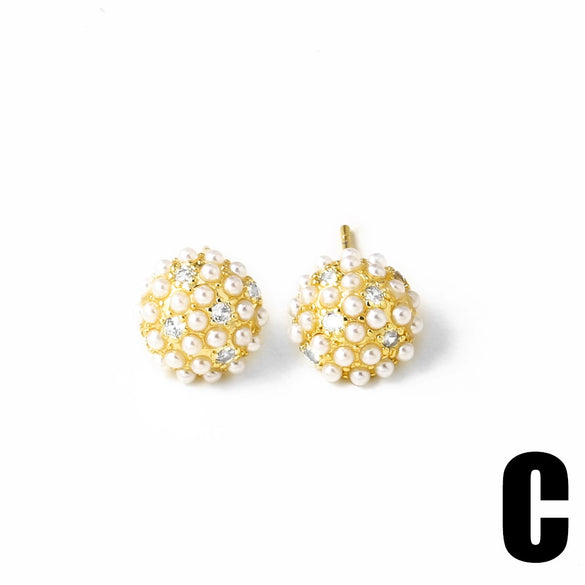 Wholesale Jewelry Gold Plated Copper Heartshaped Butterfly Pearl Earrings Electroplated Unisex Simple Style