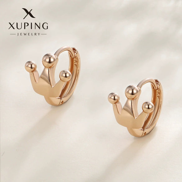 Wholesale Jewelry Gold Plated Crown Earrings Minimalist Style