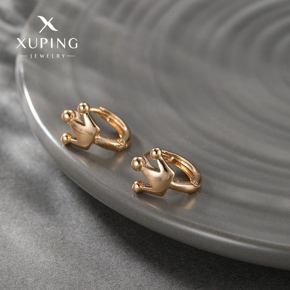 Wholesale Jewelry Gold Plated Crown Earrings Minimalist Style