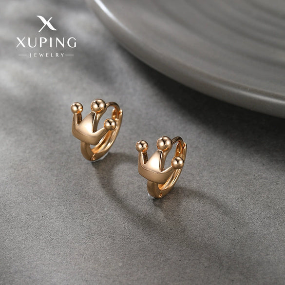 Wholesale Jewelry Gold Plated Crown Earrings Minimalist Style