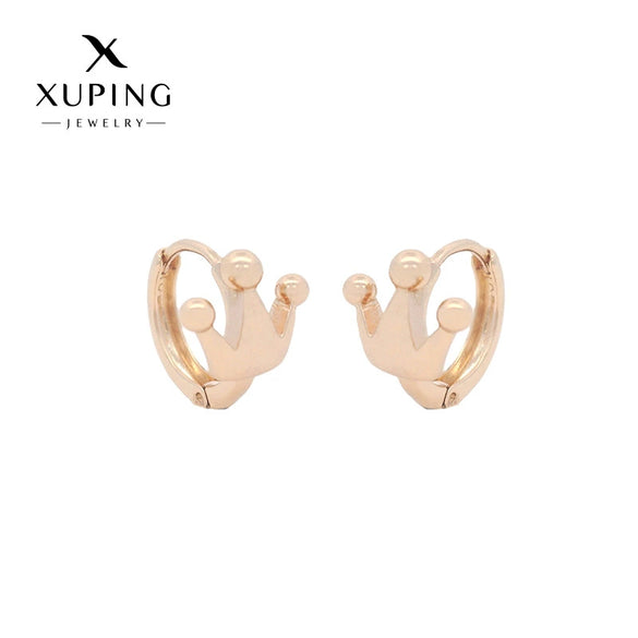 Wholesale Jewelry Gold Plated Crown Earrings Minimalist Style