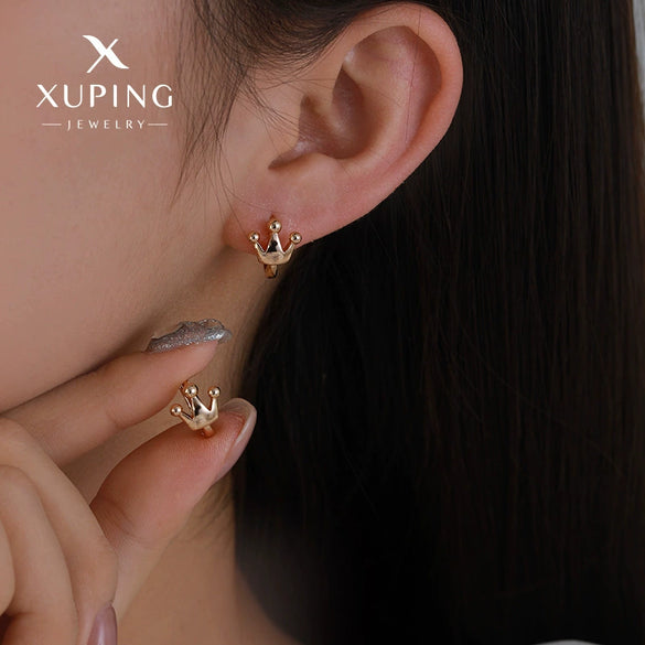 Wholesale Jewelry Gold Plated Crown Earrings Minimalist Style