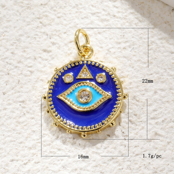 Wholesale Jewelry Goldplated Copper Star Dripping Oil Eye Pendant