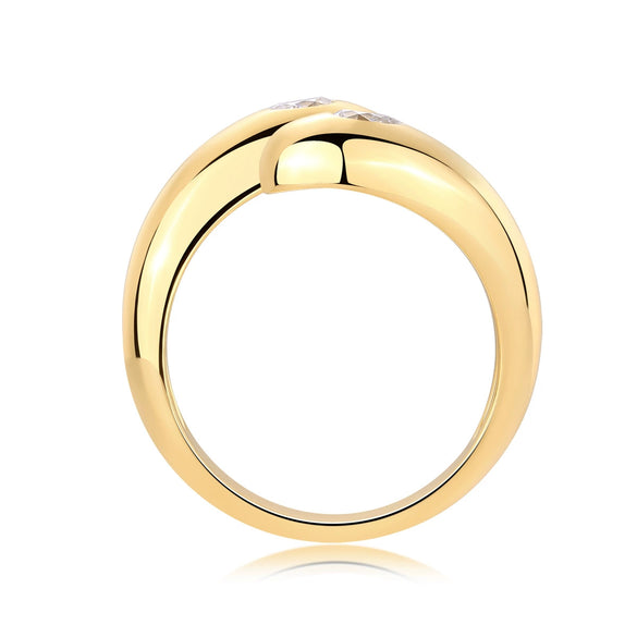 Wholesale Jewelry Goldplated 925 Silver Ring Set With Diamonds Geometric Style