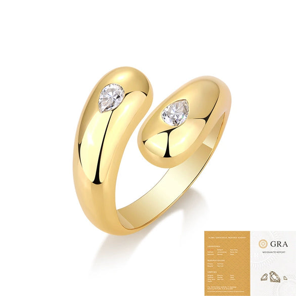 Wholesale Jewelry Goldplated 925 Silver Ring Set With Diamonds Geometric Style