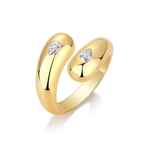 Wholesale Jewelry Goldplated 925 Silver Ring Set With Diamonds Geometric Style