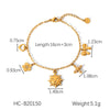 Wholesale Jewelry Goldplated Stainless Steel Heart Shape Geometric Bow Flower Cut Out Pendant Bracelet For Women