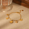 Wholesale Jewelry Goldplated Stainless Steel Heart Shape Geometric Bow Flower Cut Out Pendant Bracelet For Women