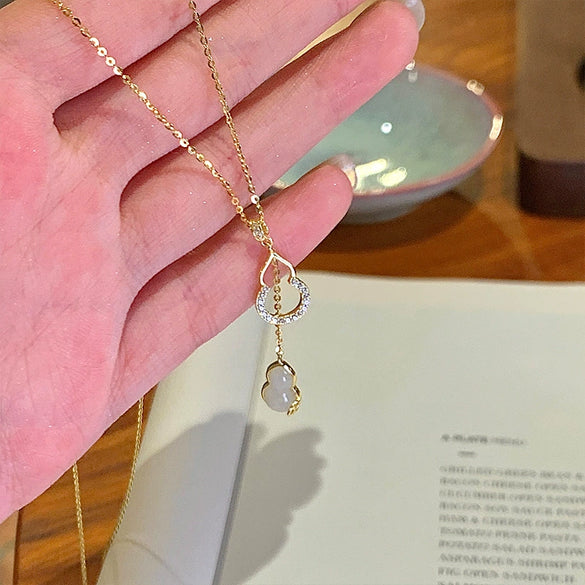 Wholesale Jewelry Gourd Copper Real Gold Electroplated Zircon Geometric Clavicle Necklace