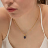 Wholesale Jewelry Handcut Geometric Lapis Gold Powder Stone Pendant Electroplated Stainless Steel Nonfading Necklace For Women