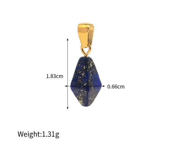 Wholesale Jewelry Handcut Geometric Lapis Gold Powder Stone Pendant Electroplated Stainless Steel Nonfading Necklace For Women