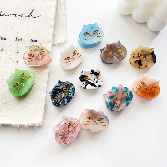 Wholesale Jewelry Handmade Acetic Acid Cat Heart Hairpin For Girls