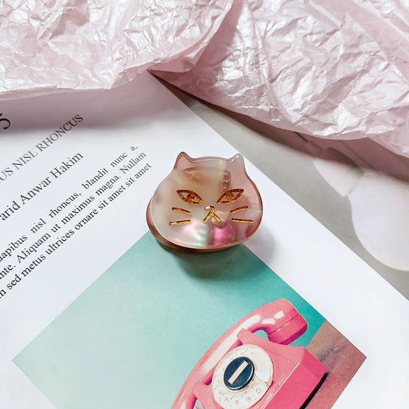 Wholesale Jewelry Handmade Acetic Acid Cat Heart Hairpin For Girls